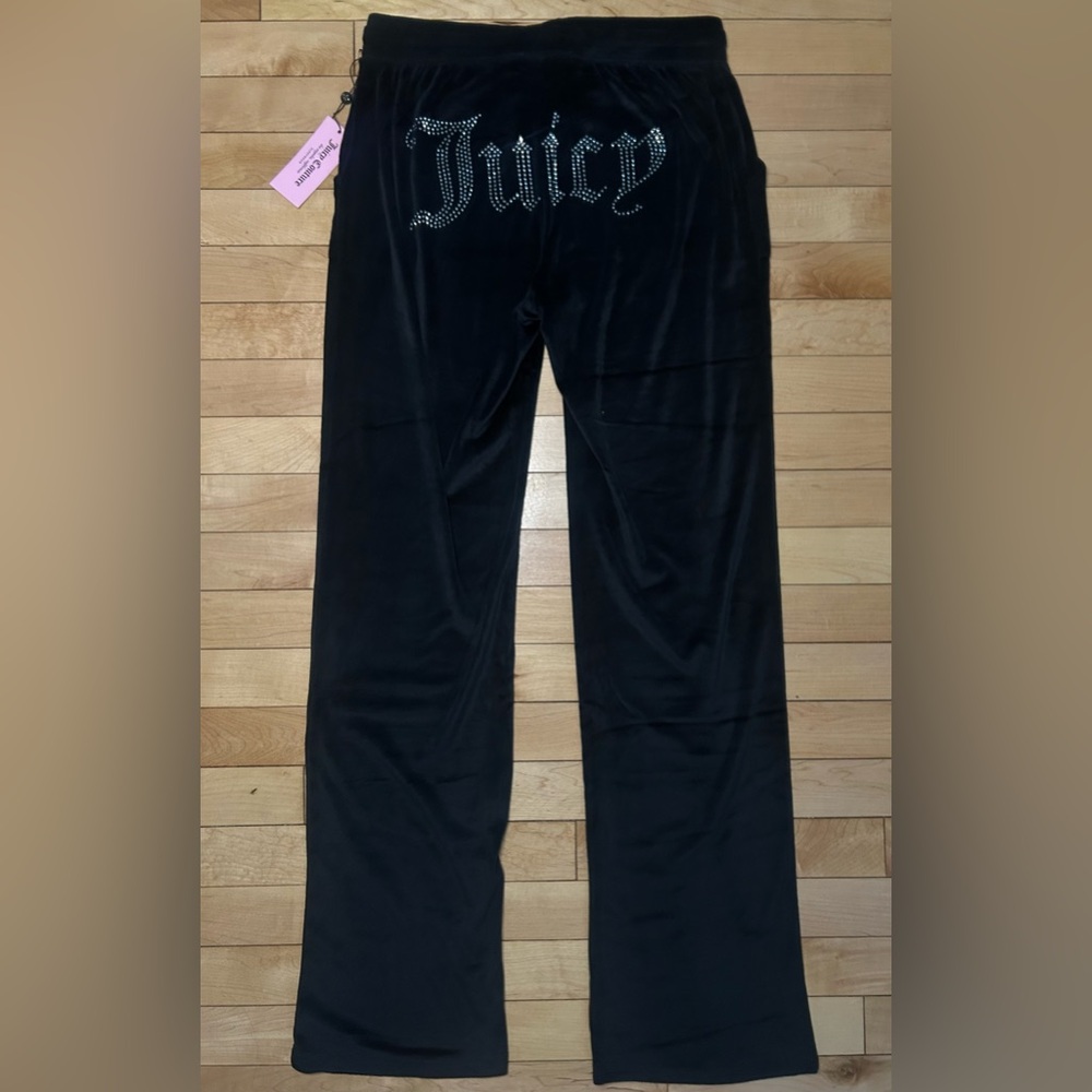 NEW ! JUICY COUTURE Velour OG Big Bling Sweatpants in Black Size S - Picture 4 of 6